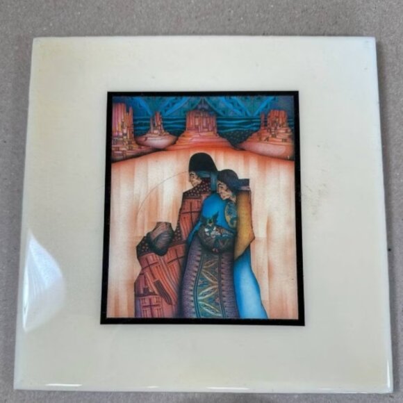 2 - Southwest Native American Tile Art Indian Britt Husney Harvest - Picture 2 of 5